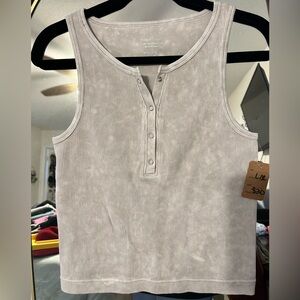 Zenana Outfitters Gray Ribbed Tank Top